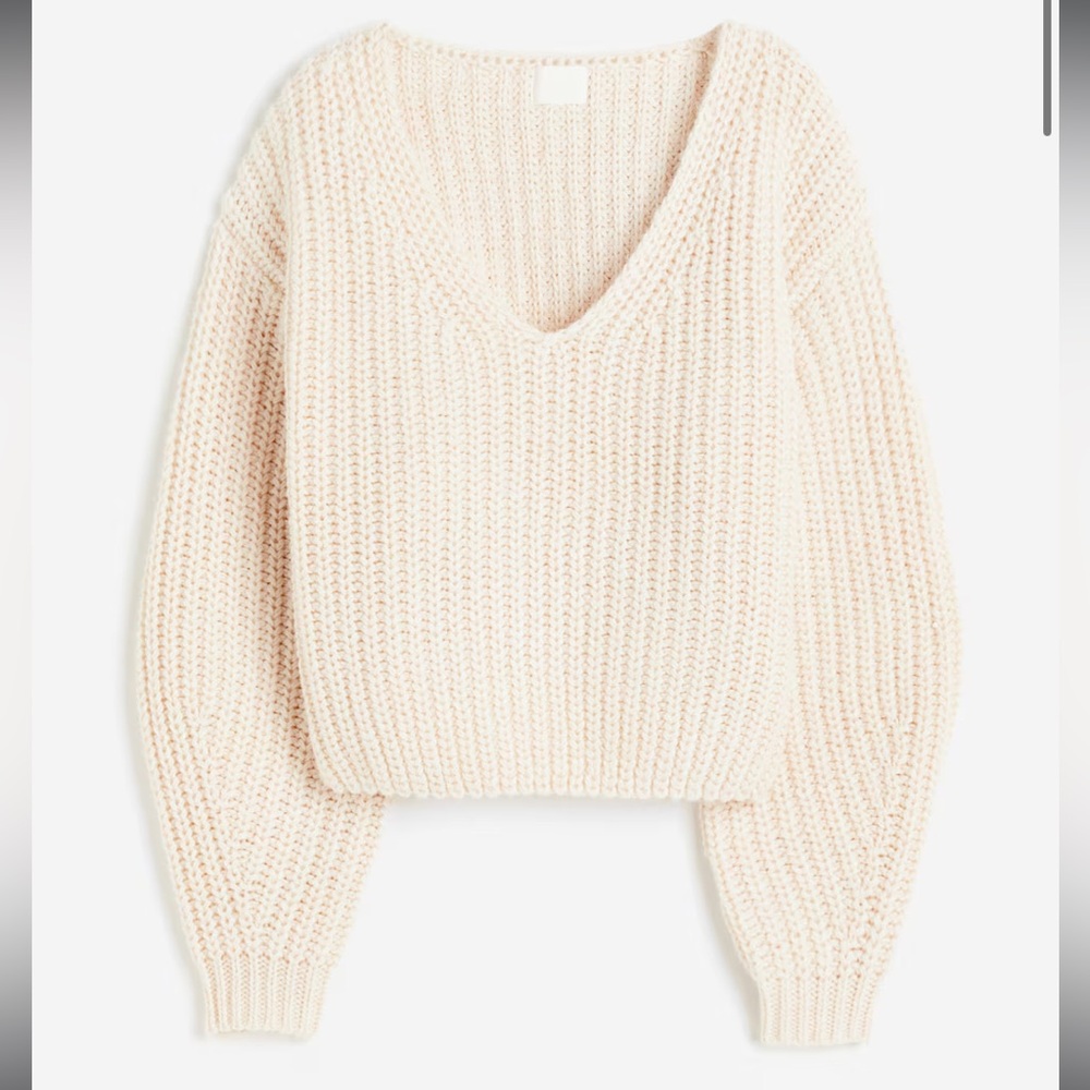 H&M Rib-Knit Cream Jumper/Sweater Size XS‎